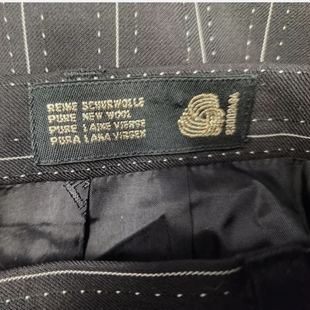 Vintage Escada Black Butterfly Wool Pinstripe Pencil Skirt